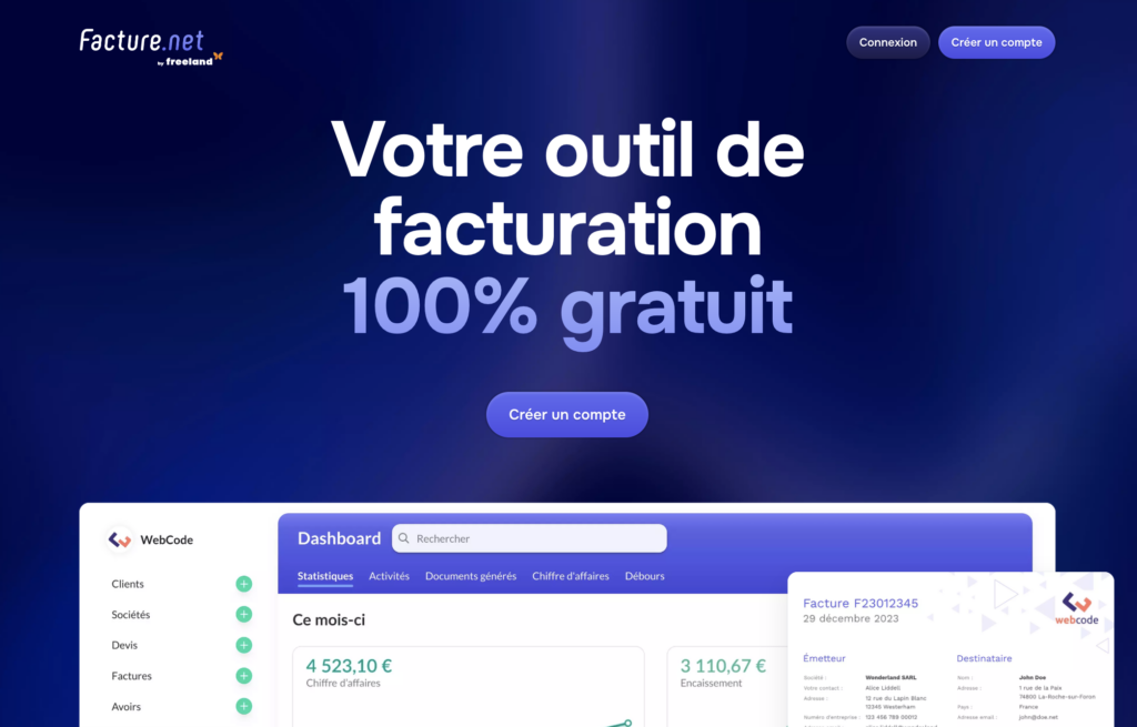 Facture.net, logiciel de facturation et CRM gratuit